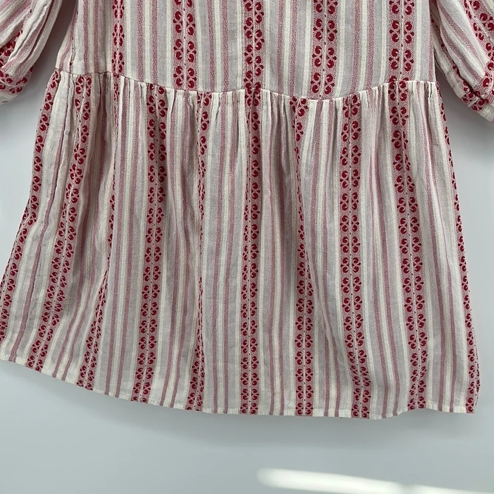 Velvet by Graham & Spencer Red and White Bishop Sleeve Sundress Sz Small‎